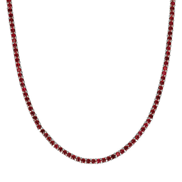 Tennis Necklace White in Shine Zircons / Red