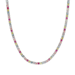 Tennis Necklace White in Shine Zircons / Multi Color