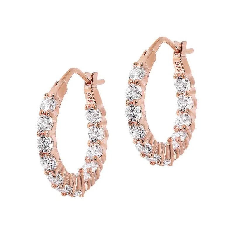 Circles Earrings Rose Gold with cubic zirconia stones / White