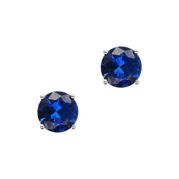 Stud Earrings White Colored Zircons / Blue