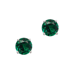 Stud Earrings White Colored Zircons / Green