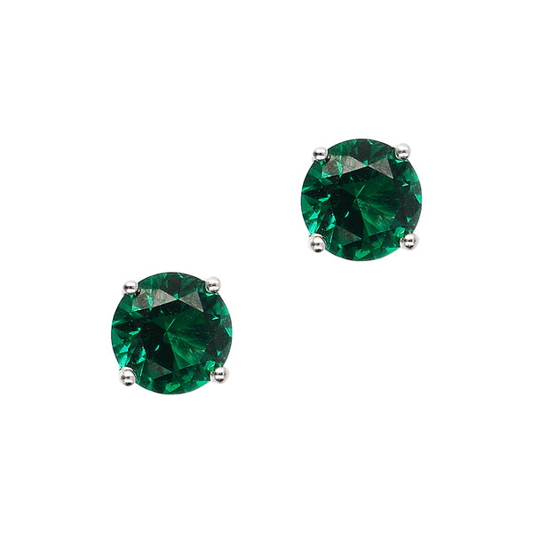 Stud Earrings White Colored Zircons / Green