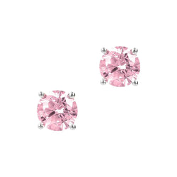 Stud Earrings White Colored Zircons / Pink