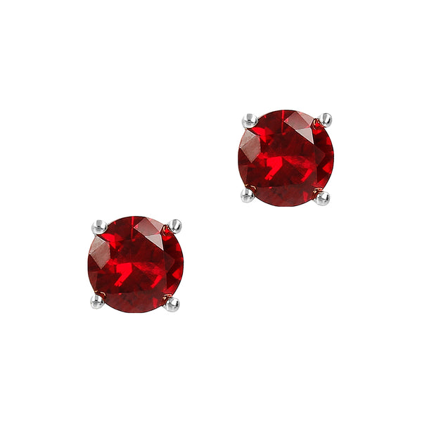 Stud Earrings White Colored Zircons / Red