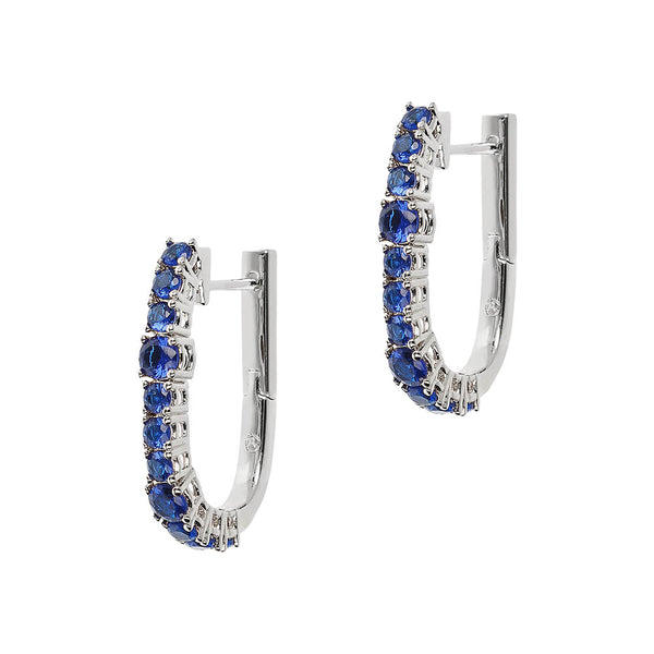 Tennis Earrings With Colored Zircons / Blue