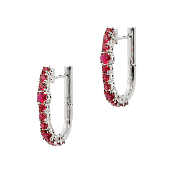 Tennis Earrings With Colored Zircons / Red