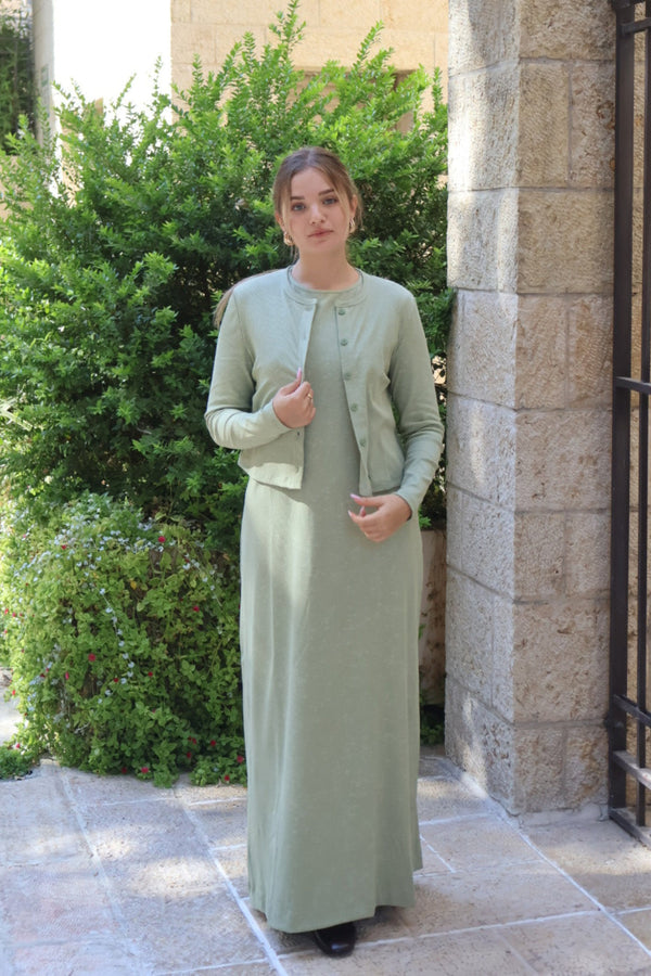 Cardigan + Sarafan Set / Olive Acid