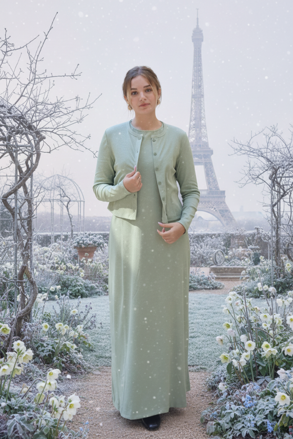 Cardigan + Sarafan Set / Olive Acid