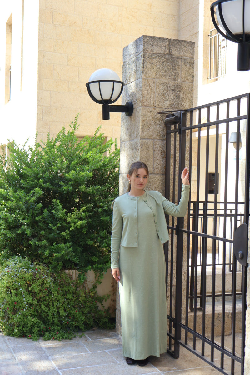 Cardigan + Sarafan Set / Olive Acid