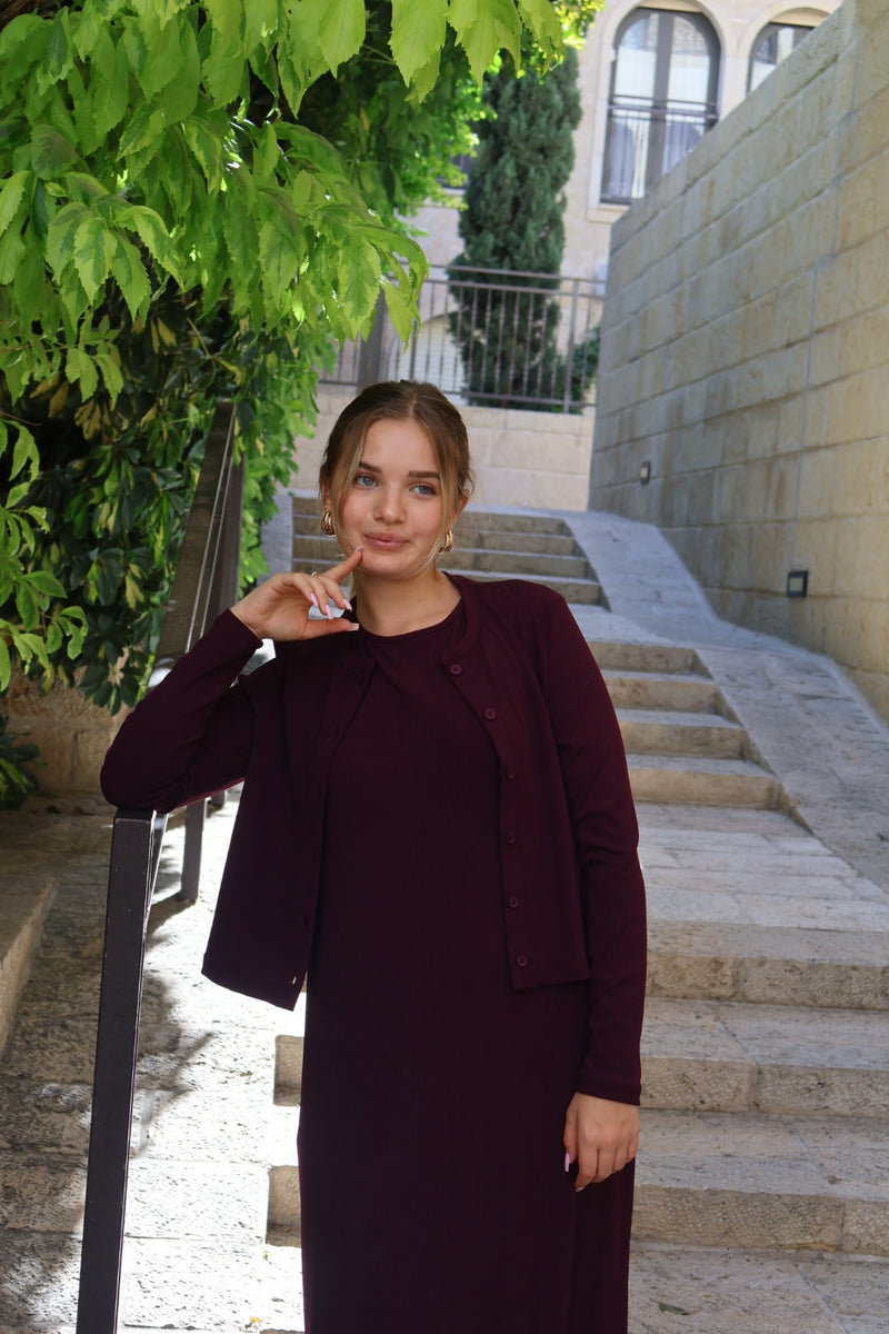 Cardigan + Sarafan Set / Burgandy