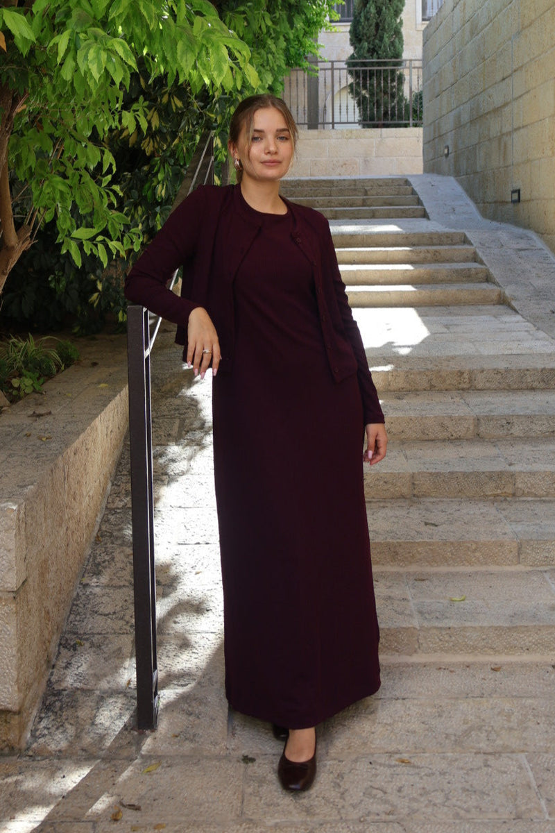 Cardigan + Sarafan Set / Burgandy