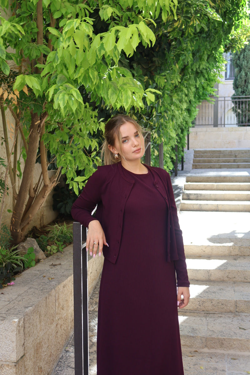 Cardigan + Sarafan Set / Burgandy
