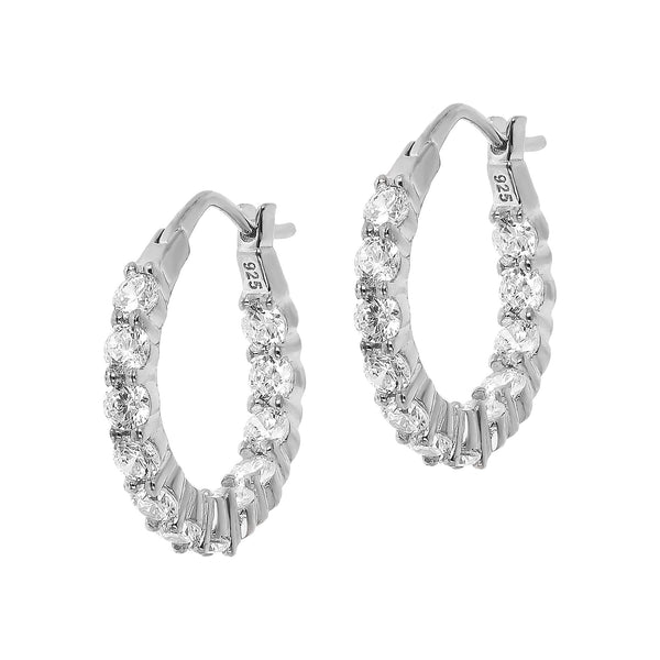 Circles Earrings White with cubic zirconia stones / White
