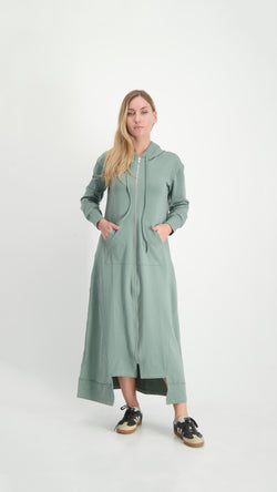 Hoodie Dress With Zipper / Olive