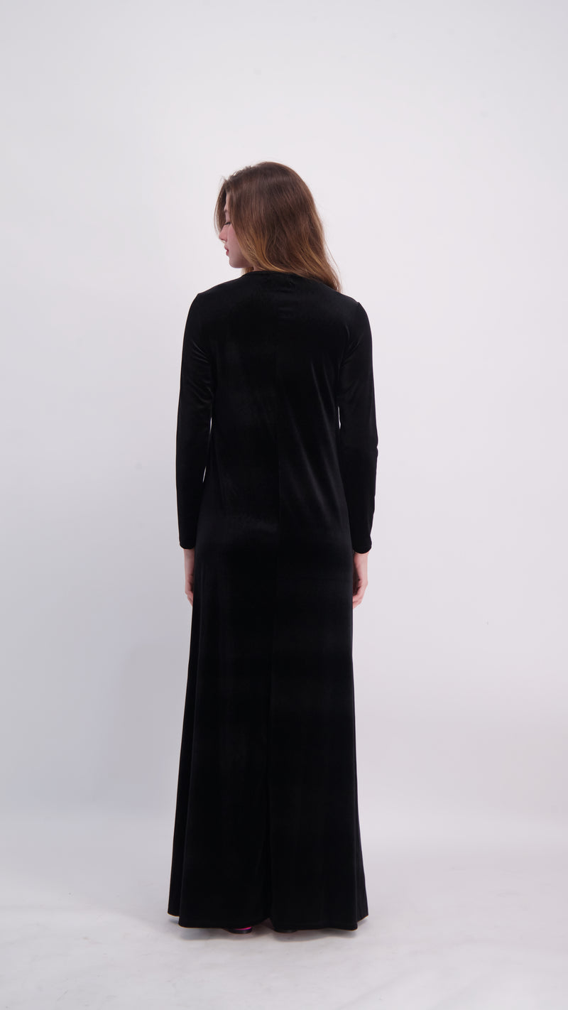 A-line Maxi Velvet Dress / Black