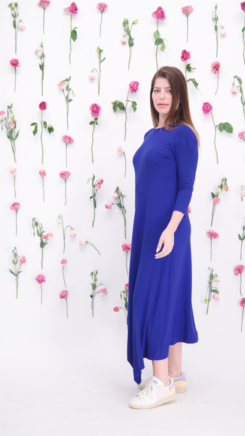 Asymmetric Cotton Dress / Royal Blue