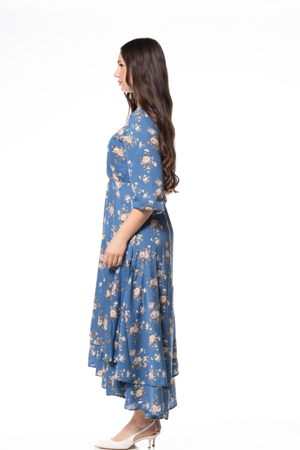 Ruffle Layers Dress / Blue Flowers