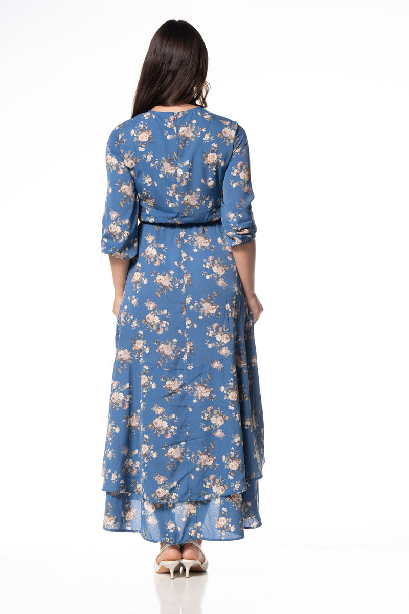 Ruffle Layers Dress / Blue Flowers