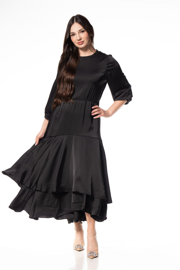 Ruffle Layers Dress / Black