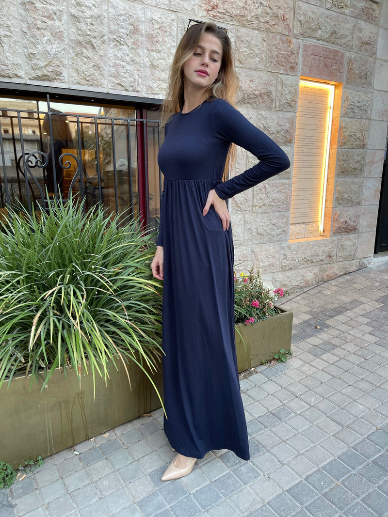 Belted Maxi Dress / Navy